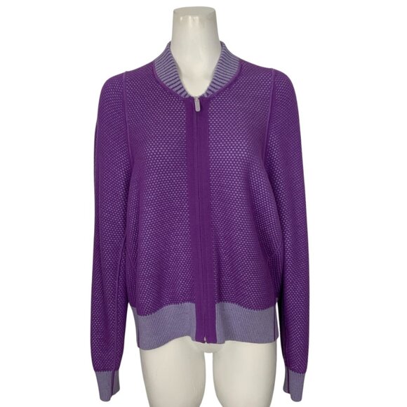 Lululemon Reversible Double Knit Zip Up Sweater 12 Purple Wool - Picture 4 of 15